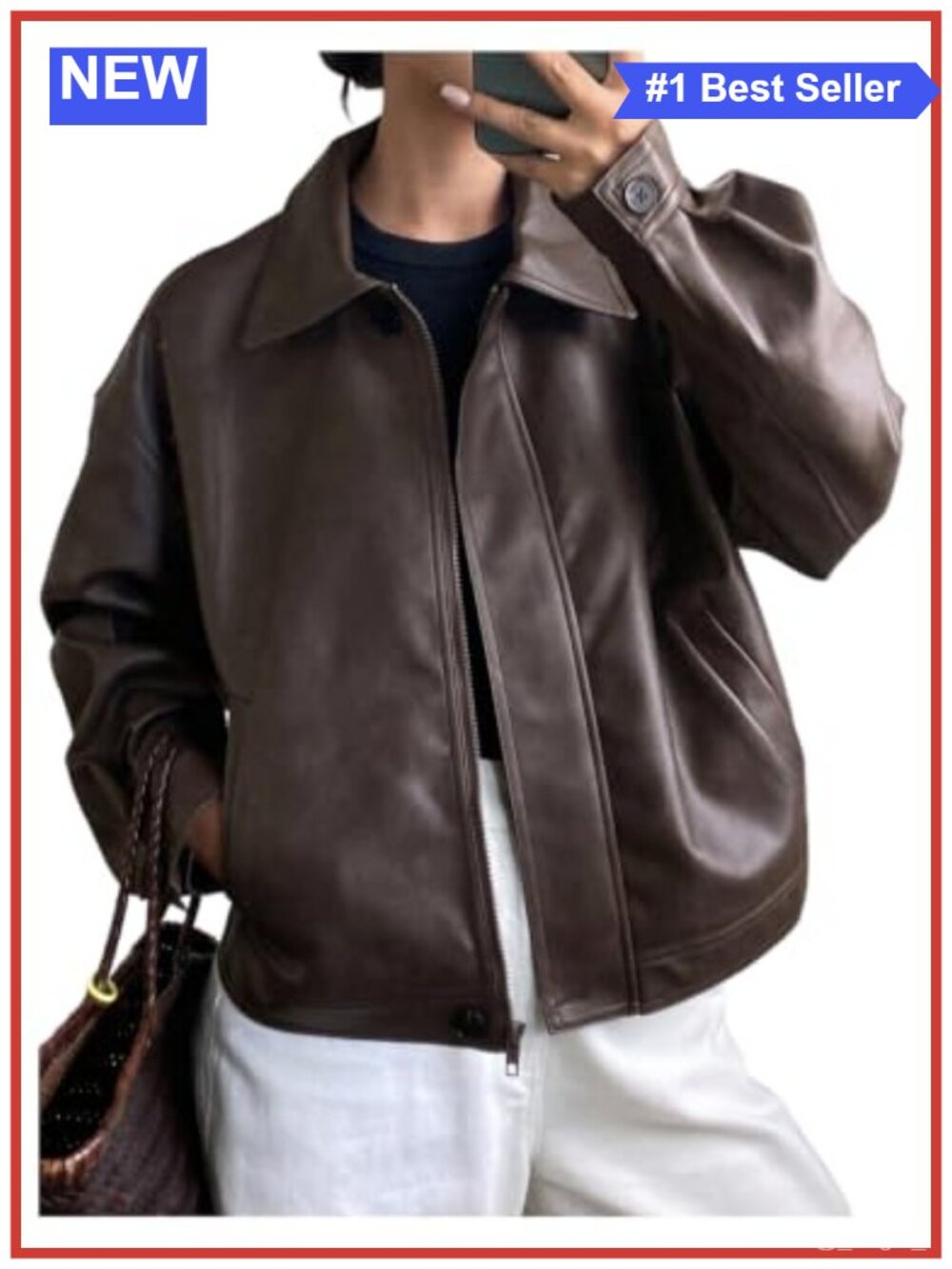 Faux Leather Jacket Women Y2K Oversized Bomber Jacket Moto Coat